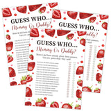Strawberry Guess Who Mommy Or Daddy Game, Baby Shower Game, Pack Of 30 Game Cards, Gender Neutral Boy Or Girl, Fun Baby Game And Activity - Fa17