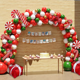 162Pcs Christmas Balloon Arch Kit, Red, White, Green, Gold Balloons, Star, Candy Cane, Gift Box, Diy Christmas Party Decorations For Families With Children
