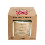 Mountain Breeze - Peppermint, Eucalyptus And Ginger Spice Candle Decorated With Dry Eucalyptus - Large Soy Candle In A Kraft Box