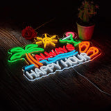 Always Happy Hour Beer Bar Neon Sign USB Dimmable LED Wall Decor for Home Tiki Bar