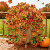 2Pcs Uvresistant Silk Artificial Flowers Realistic Daisies Hanging Porch Courtyard Window Display Store Garden Decoration Festival Outfit (Green Orange Brown)