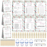 Wildflower Baby Shower Games For 25 Guests, Pacifier Hunt, How Big Is Mommy’S Belly, Don’T Say Baby, Baby Predictions & Advice, Baby Word Scramble, Emoji Pictionary, Mommy Or Daddy, The Price Is Right