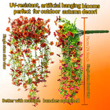 2Pcs Uvresistant Silk Artificial Flowers Realistic Daisies Hanging Porch Courtyard Window Display Store Garden Decoration Festival Outfit (Green Orange Brown)