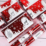 Christmas Wrapping Paper Mini Roll 17 Inch X 16.5 Feet Printed On Purple Metallic Foil Paper - Reversible, Santa And Snowflakes, For Xmas, Holiday, Party Celebration (Red Christmas Foil, 17 Inch X 16.5 Feet)