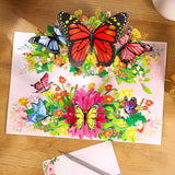 Butterflies Pop Up Birthday Card For Women&Wife, Beautiful Flowers, Ideal Gift For Birthday, Mothers Day, Thank You, Anniversary, Valentines, All Occasion For Women, Wife, Mom, Sister, Grandma, Her