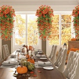 6 Pcs Thanksgiving Artificial Hanging Flowers For Outdoor Outside Decor 30 Inch Thanksgiving Fake Hanging Plants Silk Violets With Eucalyptus Uv Resistant Realistic Faux Flower For Window