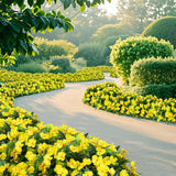 6 Bundles Artificial Impatiens Flowers For Outdoors Decoration, Silk Flowers Bouquet Fake Plants Uv Resistant For Spring Summer Garden Porch Window Box Balcony Home Decor, Yellow