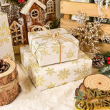 Gold Christmas Wrapping Paper Roll - White Gold Xmas Snowflake Design For Holiday Winter Parties(Gold Snowflake, 17 Inches X 16.5 Feet)