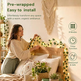 66FT Ivy Vine Fairy Lights Plug In 200 LED Warm White Leaf String Lights with Remote Connectable Waterproof for Bedroom Garden Party Wedding Decor