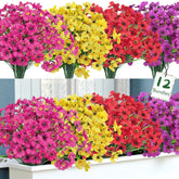 12 Bundles Artificial Flowers For Outdoors Fake Silk Flowers Uv Resistant Faux Plastic Plants For Indoor Outdoor Vase Box Garden Porch Window Box Home Spring Summer Decor, Multicolor