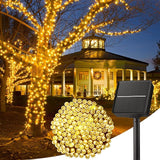 40FT Solar String Lights Outdoor Waterproof 100 LED Solar Powered Fairy Lights with 8 Lighting Modes IP65 Weather Resistant Warm White Lights for Garden Patio Tree Party Christmas Decor