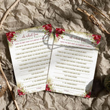 Rustic Floral Christmas Trivia Game Fun Party Activity With Holiday Movie And Song Questions For Adults, Office, Group, Thanksgiving, 25 Pack, 5X7 Cards, Version 2