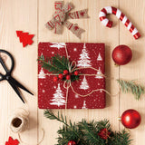 Red Christmas Tree Wrapping Paper - 4 Jumbo Sheets, 28 * 40 Inches - Snow Xmas Gift Wrapping Paper, Perfect For Kids Adults Christmas' Gift And Winter