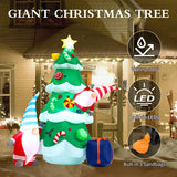 Christmas Inflatable Tree, 7 Ft Giant Lighted Christmas Blow Up Santa Claus With Gift Box For Indoor Outdoor Yard Garden