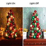 16In Christmas Ball Tree With Led Lights Table Centerpiece Fireplace Decor Indoor Holiday Party Home Decoration Red Gold Green