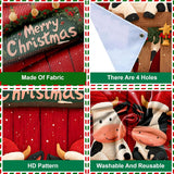 Christmas Door Cover, 35.4 X 70.8 Inch Merry Christmas Door Cover Hanging Banner Backdrop Xmas Winter Holiday Decor For Front Door, Two Cows