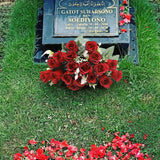 2Pcs Artificial Cemetery Flowers For Grave Silk Memorial Red Rose Flowers Outdoor Grave Flowers For Grave Vase Cemetery Flower Arrangements (Not Included Vase)