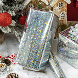 Silver Wrapping Paper Roll - 17 Inch X 32.8 Feet - Shiny Star, Festive Patterns, Merry Christmas Words Wrapping Paper For Christmas, Holiday, Party, Celebration