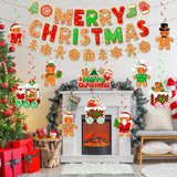Gingerbread Christmas Decorations - Includes Banner, Hanging Decorations & Garland