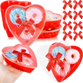 30 Pcs 22 Oz Valentine'S Day Heart Shaped Containers With Red Bows Plastic Heart Shaped Box With Clear Lid Food Storage Containers For Valentine Fruit Vegetable