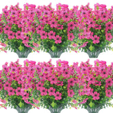 12 Bundles Artificial Flowers Outdoor Uv Resistant Fake Plastic Plants Indoor Outside Hanging Plants Garden Porch Window Box Home Wedding Farmhouse Festive Shrub Decor (Rose Red)