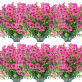 12 Bundles Artificial Flowers Outdoor Uv Resistant Fake Plastic Plants Indoor Outside Hanging Plants Garden Porch Window Box Home Wedding Farmhouse Festive Shrub Decor (Rose Red)