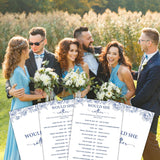 Blue Floral Bridal Shower Game Cards - Would She Rather, Wedding Engagement Bachelorette Party Bridal Shower Games For 30 Guests, Double Sided Cards Set Of 30, Activity Supplies & Favor/B07