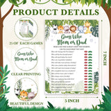 Safari Animals Baby Shower Games Cards, Find Who Mom Or Dad Game Cards For New Parents Baby Shower Activity, Wildlife Gender Reveal Party Games For Decorations Favors Supplies, Set Of 25-07