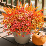 Artificial Fall Flowers Fake Mums Plants For Outdoors Decoration, 14 Bundles Faux Silk Daisy And Ferns Uv Resistant Autumn Fake Planter For Home Porch Patio Yard Window Box