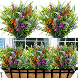 8 Bundles Artificial Flowers For Outdoors Faux Plants Greenery Shrubs Uv Resistant For Porch Balcony Patio Garden Home Decor