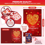 24 Pack 4X6In Valentine Cards For Adults & Kids With Envelopes And Stickers, 12 Assorted Designs Multipack For Family, Friends & Loved Ones, Printed Message - Hearts' Day, Gifting, Mailing