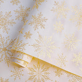 Gold Christmas Wrapping Paper Roll - White Gold Xmas Snowflake Design For Holiday Winter Parties(Gold Snowflake, 17 Inches X 16.5 Feet)