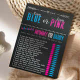 Gender Reveal Games - Guess Who Mommy Or Daddy Game Cards - 25 Pack - Fun Baby Shower Activities For Guests - Neutral Pink And Blue Theme