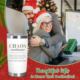 Thank You Gifts For Women - Chaos Coordinator 20 Oz Stainless Steel Insulated Tumbler With Lid - Galentine Valentine Gifts For Friend, Employee Appreciation Gifts For Coworker Boss Teacher