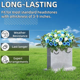 Artificial Cemetery Flowers For Grave,Headstone Flower Saddle For Tombstone Headstone Decorations Non-Fading Easy Fit (Blue White)