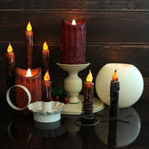 Real Wax Hand Dipped Battery Operated Led Timer Taper Candles Rustic Primitive Flameless Lights Décor, 4-3/4 Inch, Matt Black, 6 Pcs In A Package