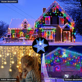 Christmas Snowflake Icicle Lights - Connectable 40Ft 360 Leds Multicolor/Warm White 20 Color Changing Waterproof Outdoor