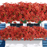 16Pcs Artificial Flowers For Outdoors, Uv Resistant Fake Flowers No Fade Faux Plastic Plants For Garden Porch Window Box Home Décor (Red)