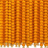 6 Pcs 5 Feet Long Strands Marigold Flowers Garland With Bell Indian Wedding Decoration Artificial Decorations For Altar Faux Flower For Diwali, Pooja, Bush Floral Party (Orange)