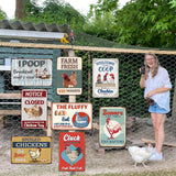 Funny Chicken Coop Decor, 8Pcs Metal Chicken Coop Signs Accessories Outdoor, Farm House Personalized Gifts For Yard Fence Decor 12X8 Inches