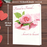 Valentines Day Card For Friend,Friend Valentines Day Cards Gifts For Him Her,Heartfelt Rose Design Friendship Valentine'S Day Card For Men Women Best Special Friends
