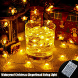 1 Pack Christmas Gingerbread Man String Lights, Indoor Xmas String Light, Waterproof Christmas Usb Battery Powered Led,