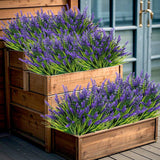 24 Bundles Artificial Plants Outdoor, Uv Resistant Lavender Flowers Artificial Plastic Fake Lavender With Monkey Grass For Garden Porch Patio Yard Window Box Planter Decor(Grass With Purple Flowers)