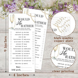 Wedding Shower Games Cards, Would She Rather, 25 Pcs Pearls And Champagne Bridal Wedding Activities Game Cards For Guests, Engagement Bachelorette Party, Bridal Shower Party Decorations, 4X9 Inch-C02