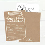Baby Shower Games For 25 Guests - Kraft Prediction Cards For Baby Shower Advice Cards For New Parents, Boy Girl Gender Neutral Mason Jar Gender Reveal Games, Made In Usa