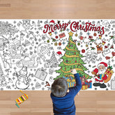 Christmas Giant Coloring Tablecloth,Christmas Crafts For Kids - 72X30 Inches, Paper Coloring Banner Games Activities Gifts Party Decorations