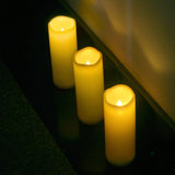 Outdoor Waterproof Flameless Led Pillar Candles With Timer Battery Operated Plastic Large Decorative Electric Candle Lights For Halloween Christmas Wedding Party Centerpiece Decoration 2 Pack 3"X8"