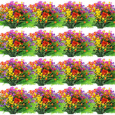 100 Bundles Artificial Flowers Outdoor Fake Plants Bulk Uv Resistant Faux Flowers Outside Plastic Fake Shrubs Look Realistic For Spring Summer Porch Garden Patio Indoor Hanging Decoration