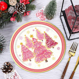40Pcs 9 Inch Christmas Plates Merry Christmas Disposable Paper Plates Gold Foil Pink Xmas Tree Party Plates For Holiday Party Dinner Tableware Supplies Decor