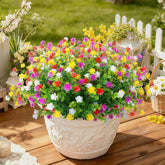 Artificial Flowers Outdoor 8 Bundles Faux Fake Plants Realistic Uv Resistant For Home Porch Spring Summer Outside Window Box Decor, Mixed Colors